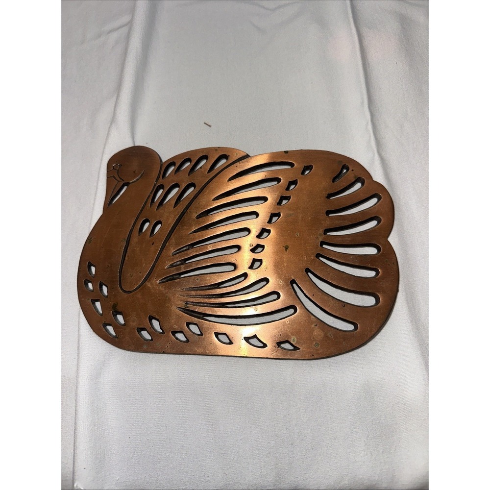 Vintage Himark 1983 Swan Trivet Copper Finish Cast Iron 9x6 Kitchen Decor